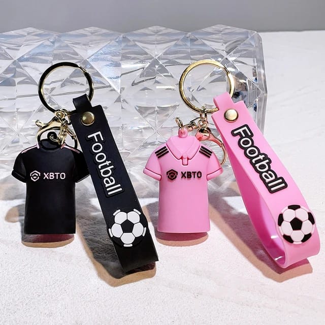 Football Player Jersey Silicon Keychains with Bagcharm and Strap (Select From Drop Down Menu)