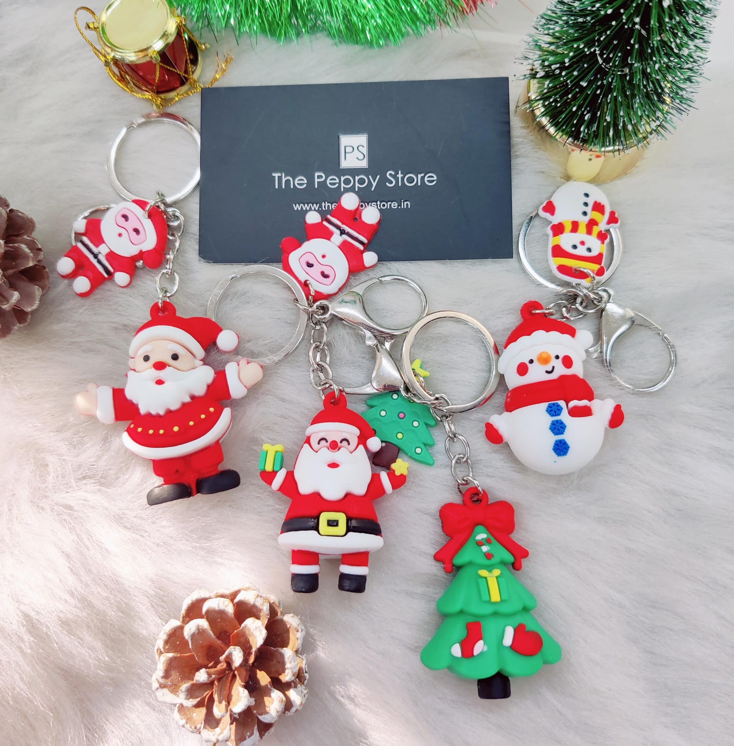 Christmas 2D Silicon Keychain With Bagcharm (Select From Drop Down Menu)