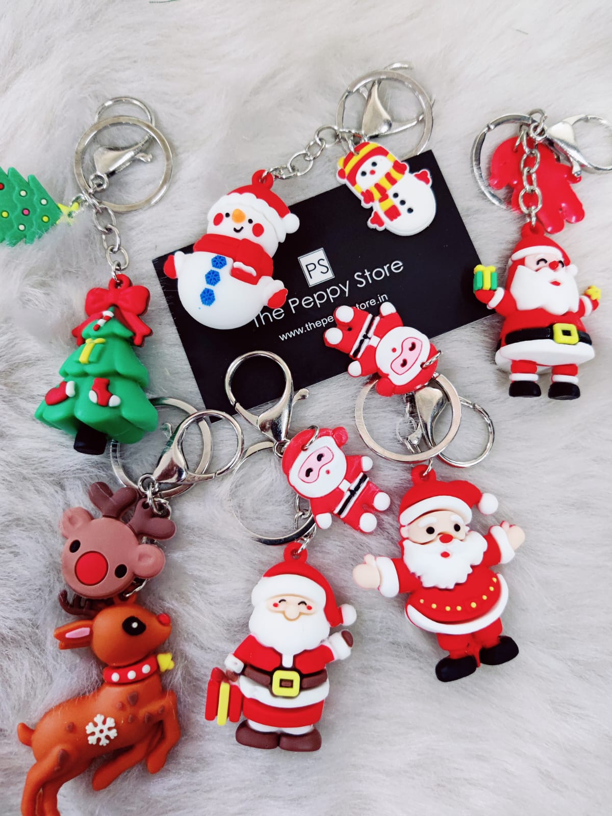 Christmas 2D Silicon Keychain With Bagcharm (Select From Drop Down Menu)