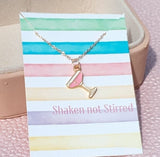Pink Martini Glass Charm Necklace