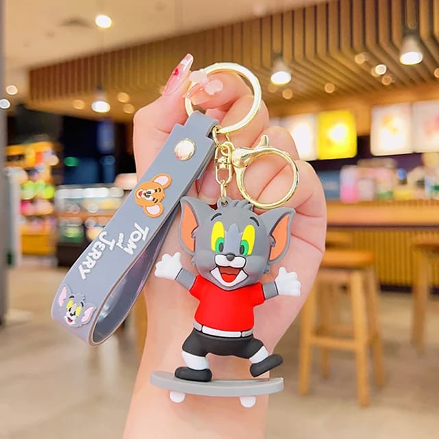 Tom And Jerry Silicon Keychain With Bagcharm And Strap (Set of 2)