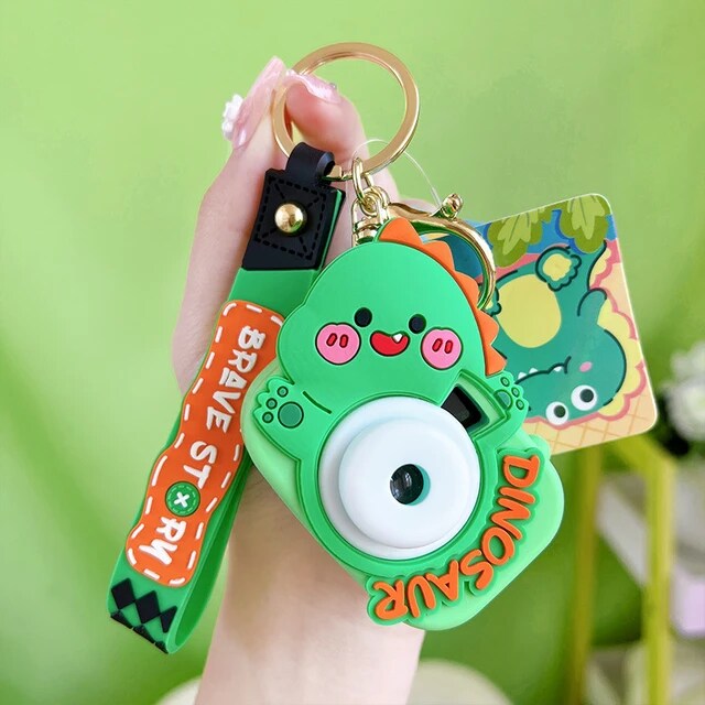 Quirky Dinosaur 3D Camera Projector Keychain with Bagcharm (Select From DropDown Menu)