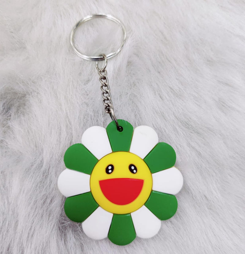 Flower Rubber Keychain - Green White