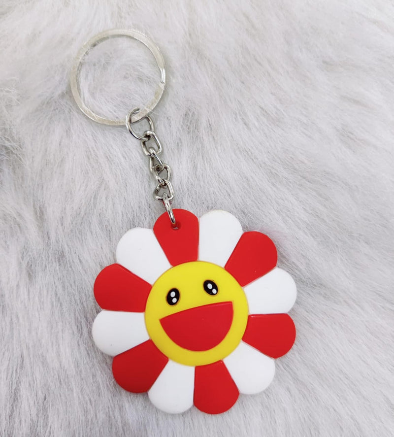 Flower Rubber Keychain - Red White