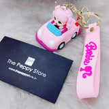 Cute Barbie In Car 3D Silicon Keychain With Bagcharm and Strap