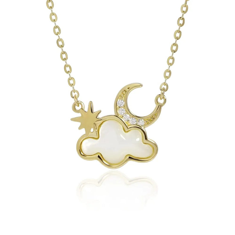 Dainty White Cloud Gold Necklace