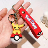 Pokemon Character On Pokeball 3D Silicon Keychains with Bag Charm and Strap(Select from Dropdown Menu)