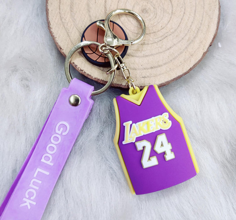 Basketball Players Lakers Jersey 3D Silicon Keychains with Bagcharm and Strap (Choose From Drop Down Menu)