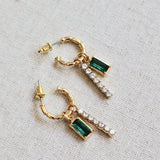 Emerald Drop Stud Earrings