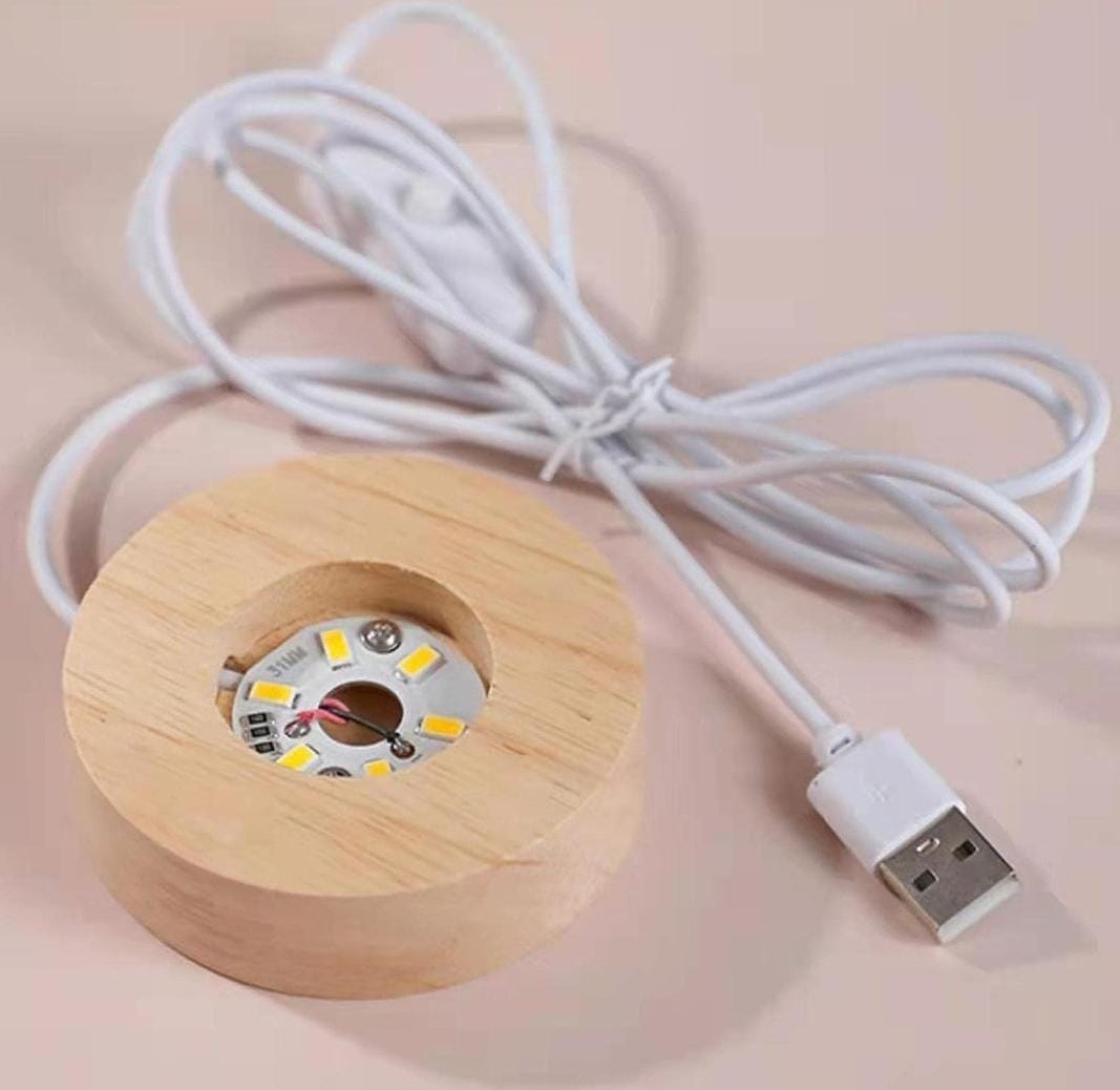 3D Crystal Moon Warm Led with Wood Base  (No Cash On Delivery Allowed On This Product) - Prepaid Orders Only