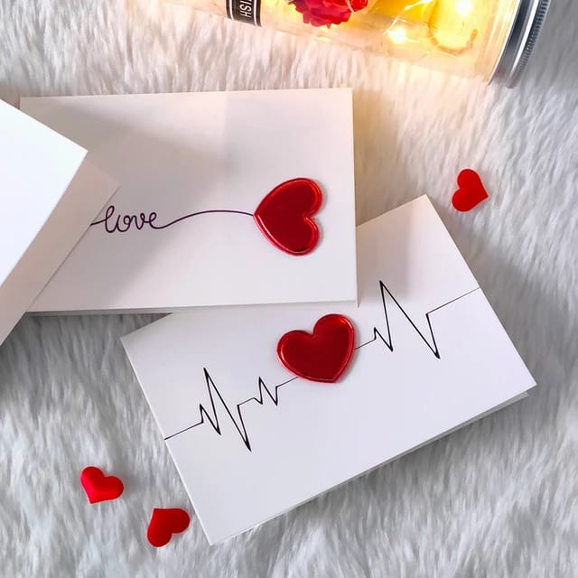 Glossy Heart Greeting Card (Select From Drop Down)