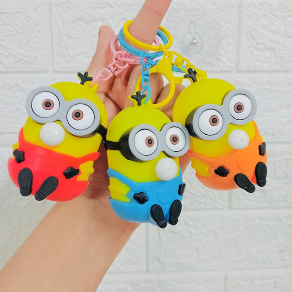 Minion Blowing Bubble Stress Buster  Keychain with Bagcharm (Select From Drop Down Menu)