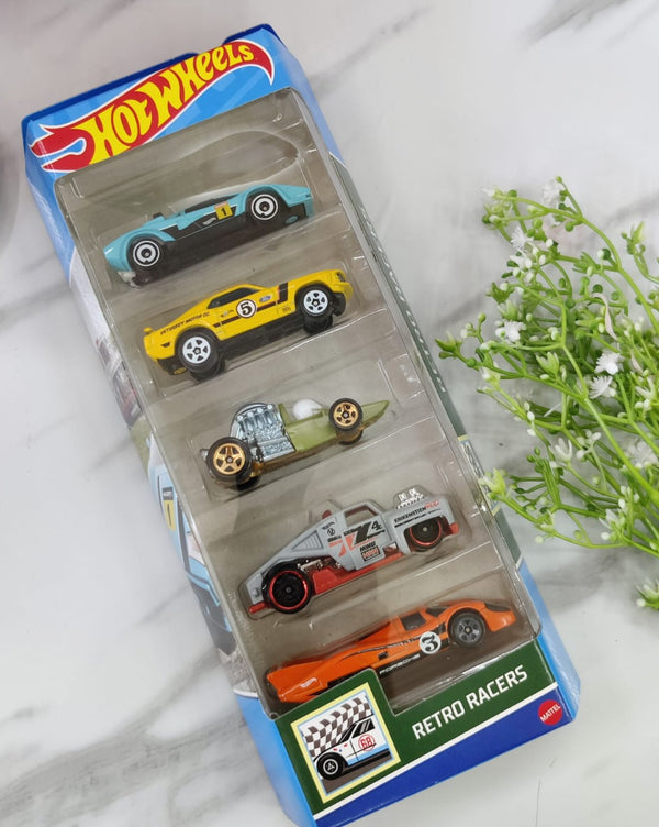 Hot Wheels Retro Racers Set of 5 Vehicles Exclusive Collection - No Cod Allowed On this Product - Prepaid Orders Only.