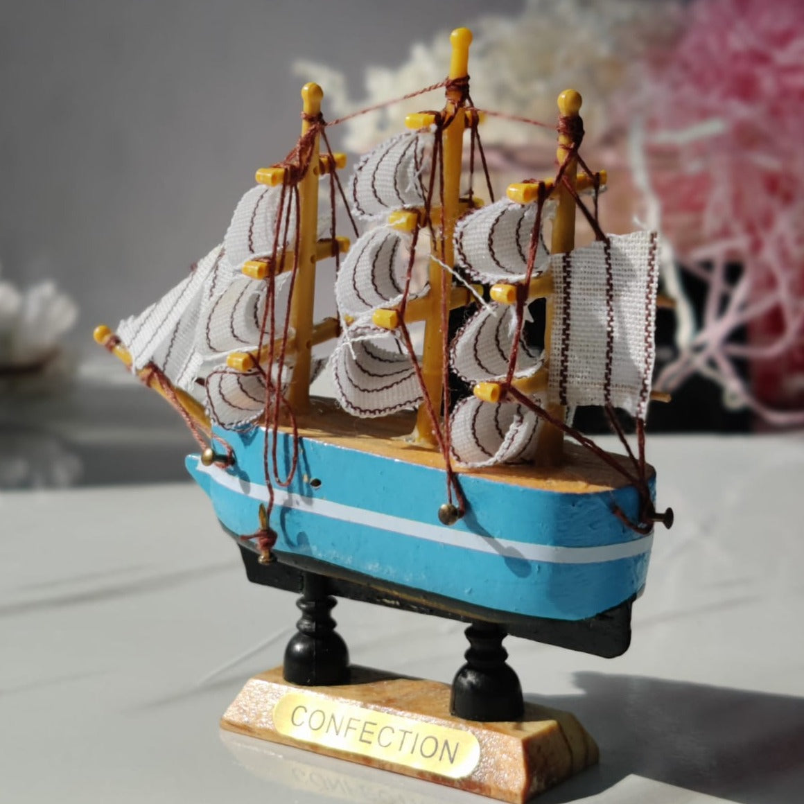 Confection - Home Decorative Wooden Sailing Ship Showpiece for Home & Office - Small