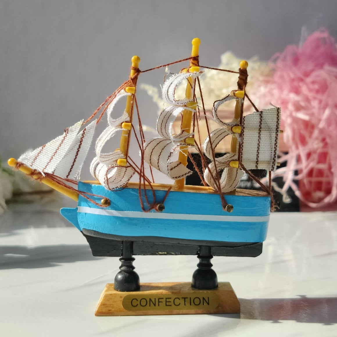 Confection - Home Decorative Wooden Sailing Ship Showpiece for Home & Office - Small