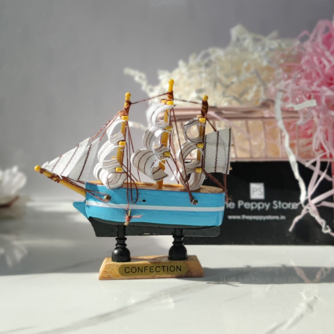 Confection - Home Decorative Wooden Sailing Ship Showpiece for Home & Office - Small