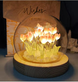 3D Tulip Led Lamp with Wooden Base (Select From Drop Down Menu)