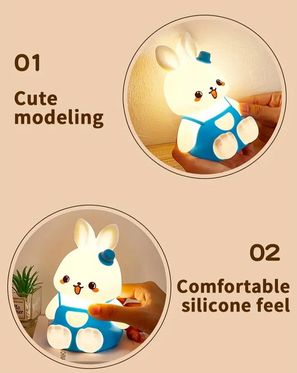 Cute Bunny Touch Silicon 3D Lamp - 7 Colours (Select From Drop Down Menu)
