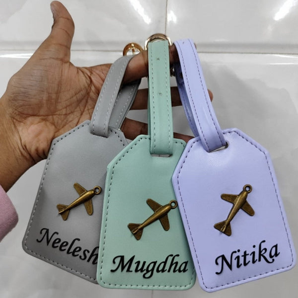 Personalised Bag Tag With Aeroplane Charm - Prepaid Orders Only - No COD Allowed On Personalised Orders