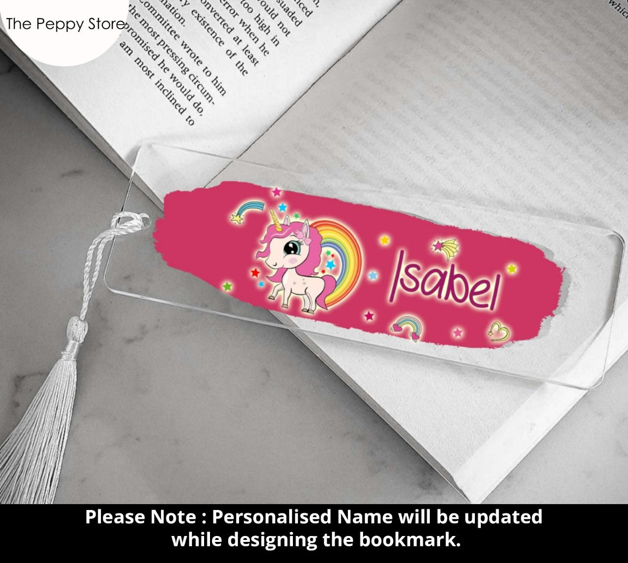 Personalised Unicorn Acrylic Bookmark (No Cod Allowed On This Product) - Prepaid Order Only