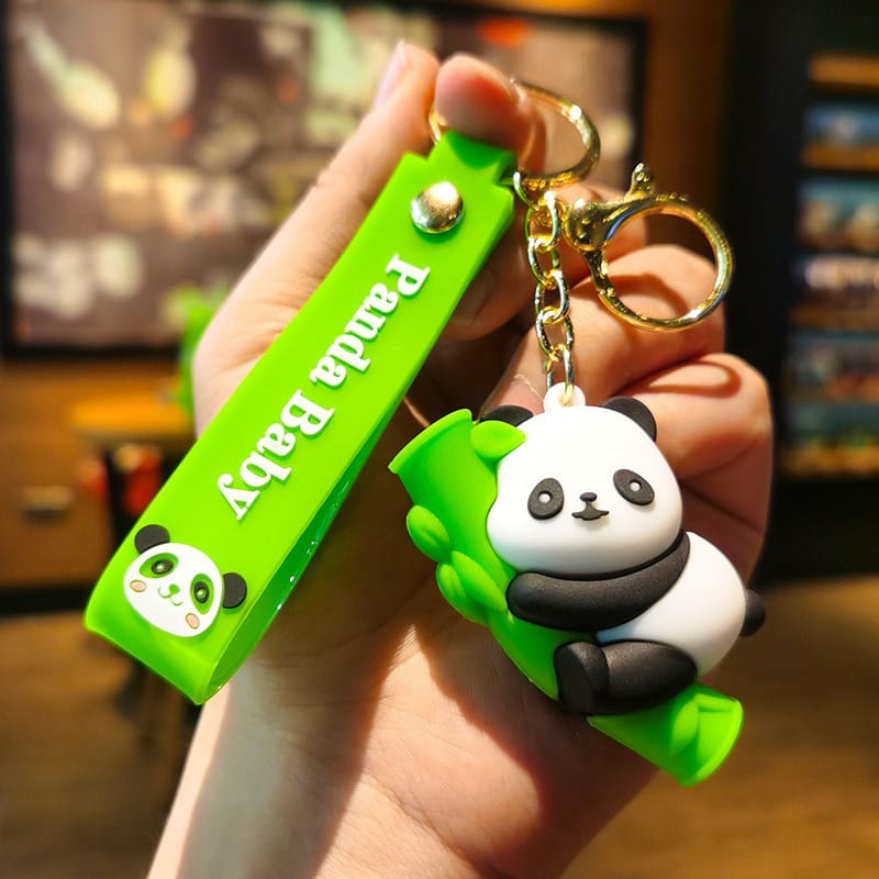 Panda 3D Silicon Keychain With Bagcharm and Strap (Select From Drop Down)