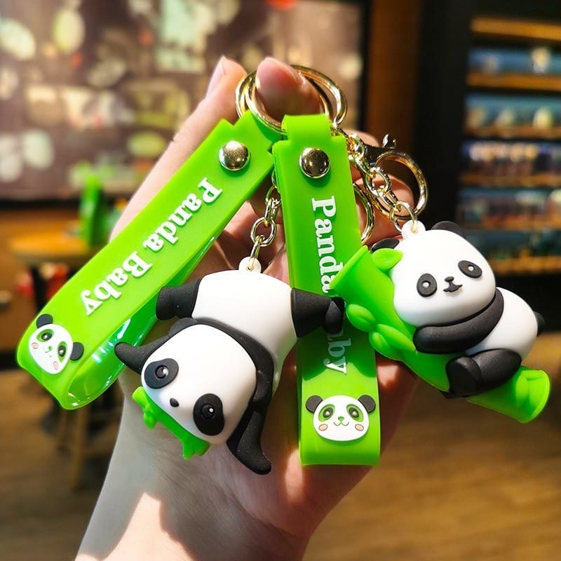 Panda 3D Silicon Keychain With Bagcharm and Strap (Select From Drop Down)