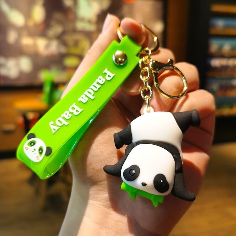 Panda 3D Silicon Keychain With Bagcharm and Strap (Select From Drop Down)