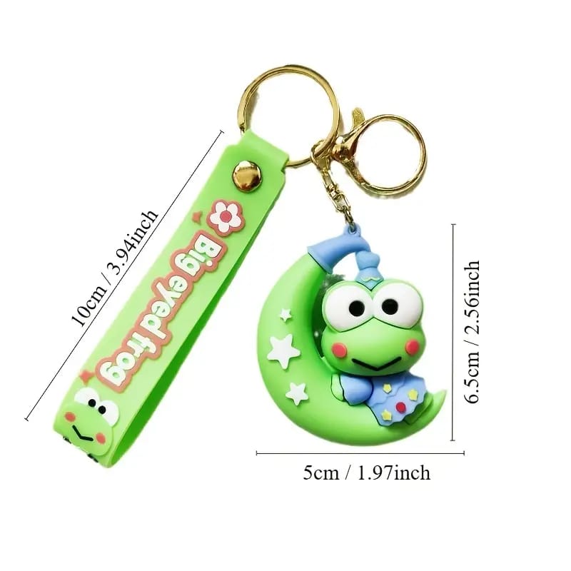 Crescent Moon 3D Silicon Keychain With Bagcharm and Strap (Select From Drop Down Menu)