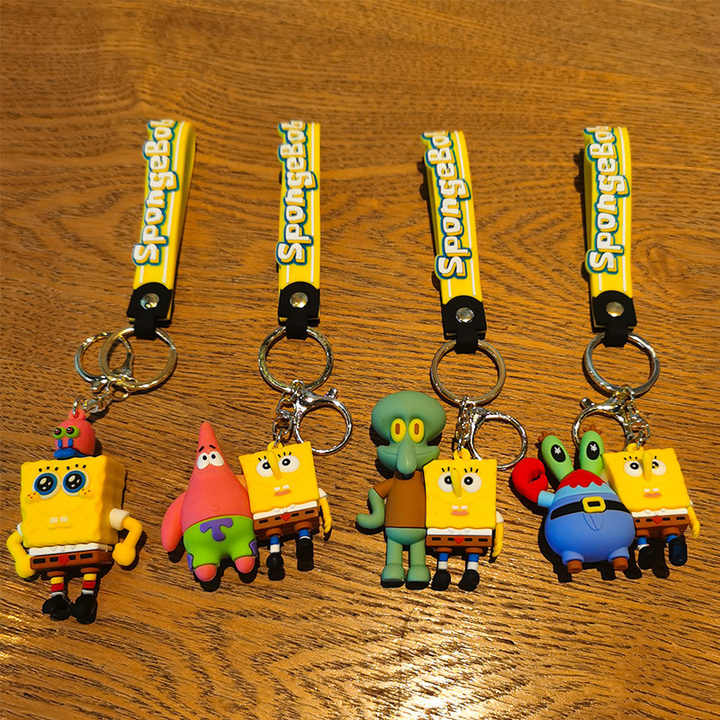 Spongebob Keychain with Bagcharm and Strap (Select From Drop Down)