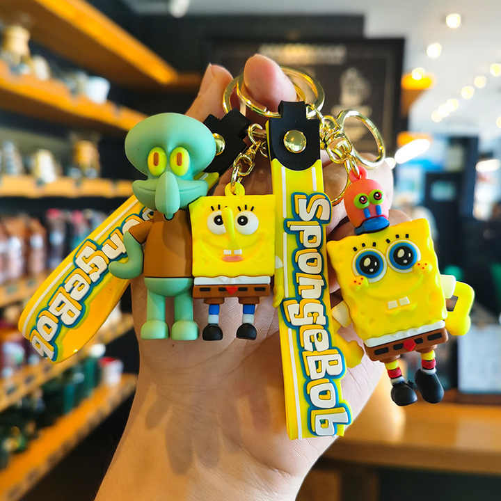 Spongebob Keychain with Bagcharm and Strap (Select From Drop Down)