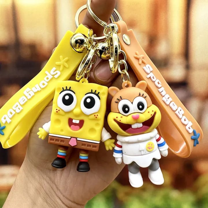 Spongebob Keychain with Bagcharm and Strap (Select From Drop Down)