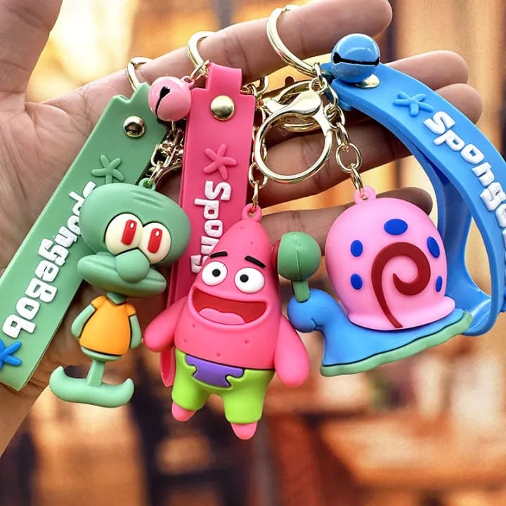 Spongebob Keychain with Bagcharm and Strap (Select From Drop Down)