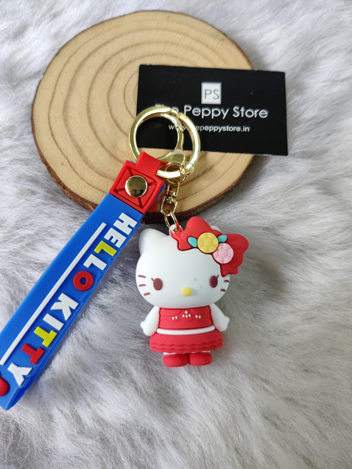 Cute Hello Kitty Cat 3D Silicon Keychain with Bagcharm and Strap (Select From Drop Down)