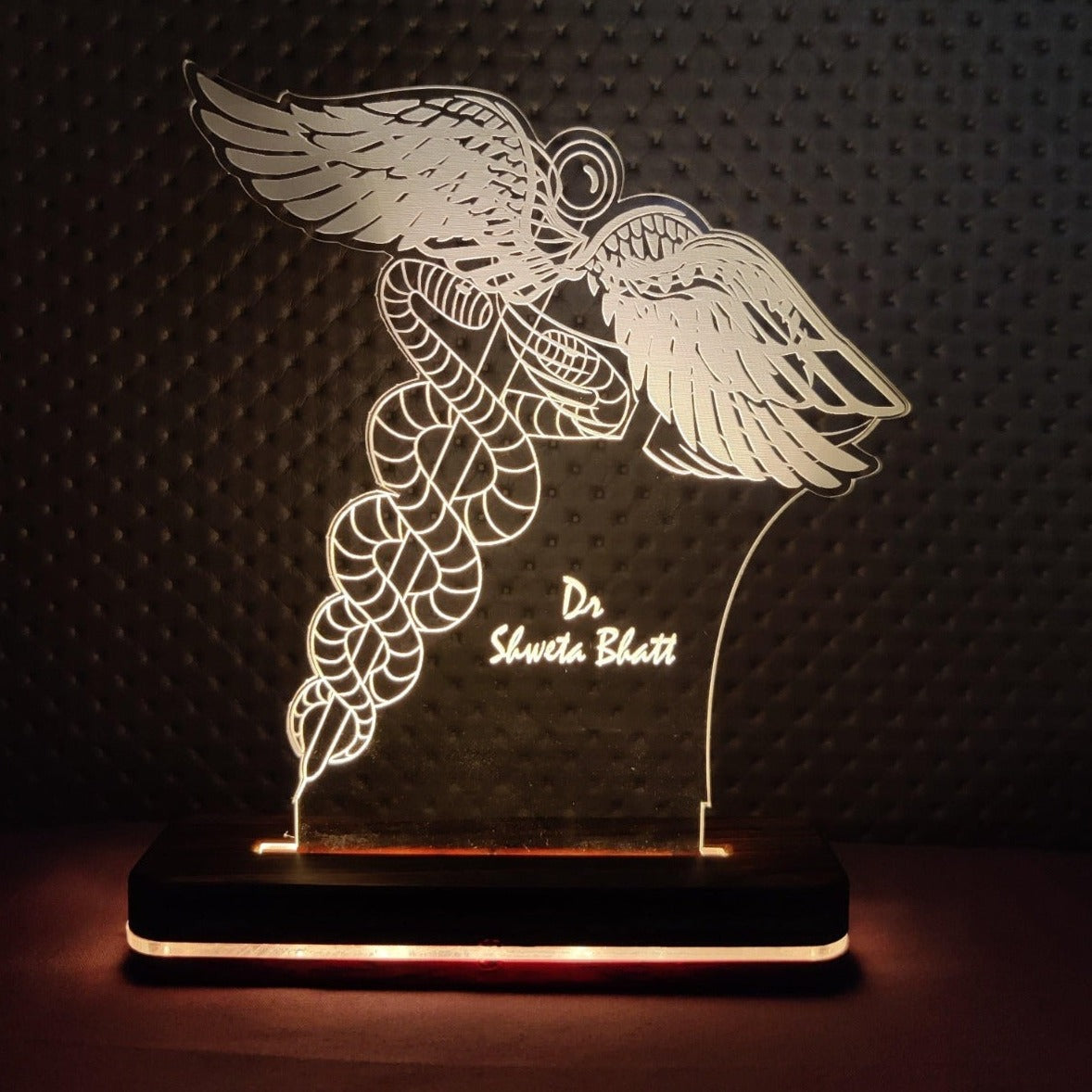 Customised DR Engraved Night Lamp - Chargeable Stand - Wireless Usage