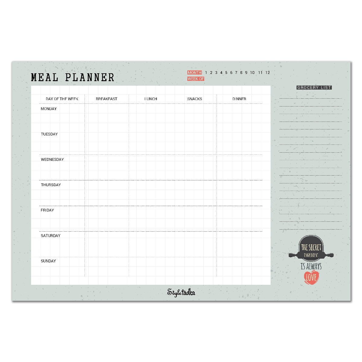 Meal Planner Memo Notepad