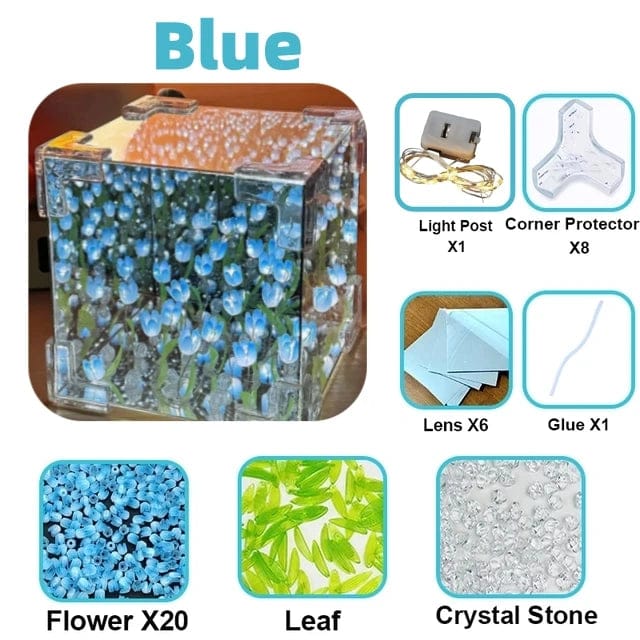 DIY 3D Tulip Led Lamp - Blue - 20 Tulips (No Cash On Delivery Allowed On This Product) - Prepaid Orders Only