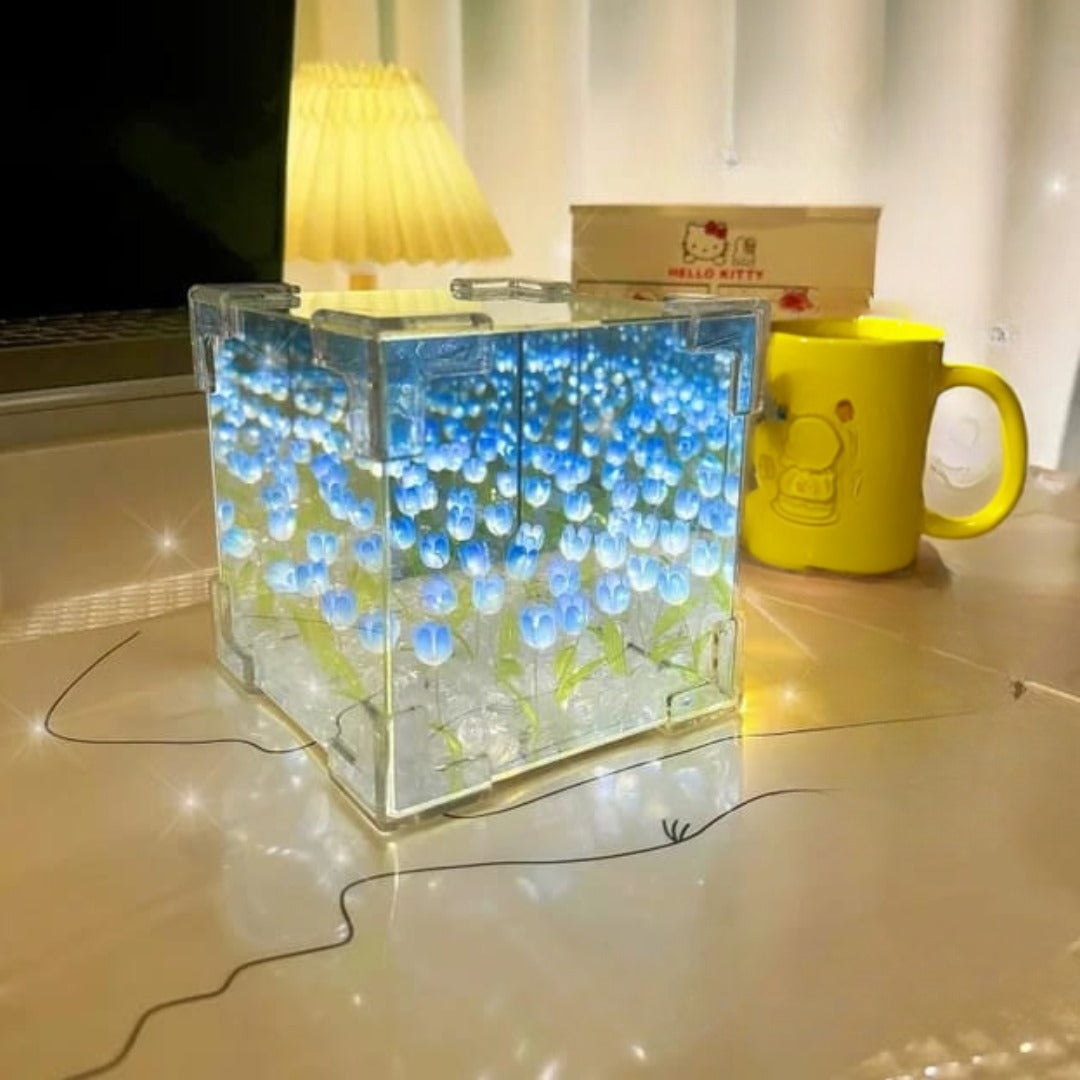 DIY 3D Tulip Led Lamp - Blue - 20 Tulips (No Cash On Delivery Allowed On This Product) - Prepaid Orders Only