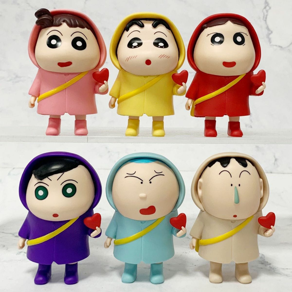 Shinchan and Friends Wearing Raincoat Figures Set of 6