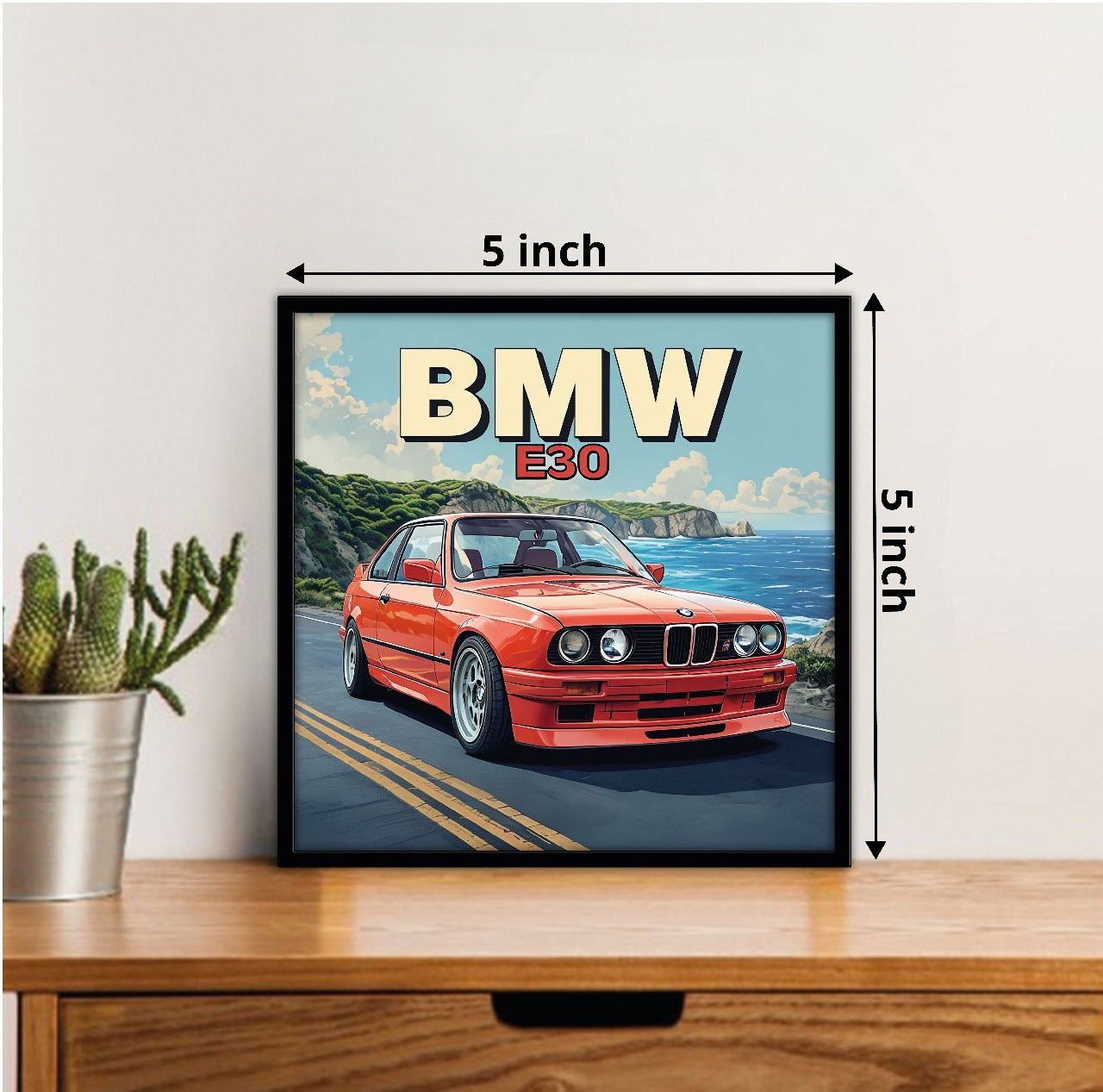 Bmw E30 Car Posters With Frame - 5*5 Inches