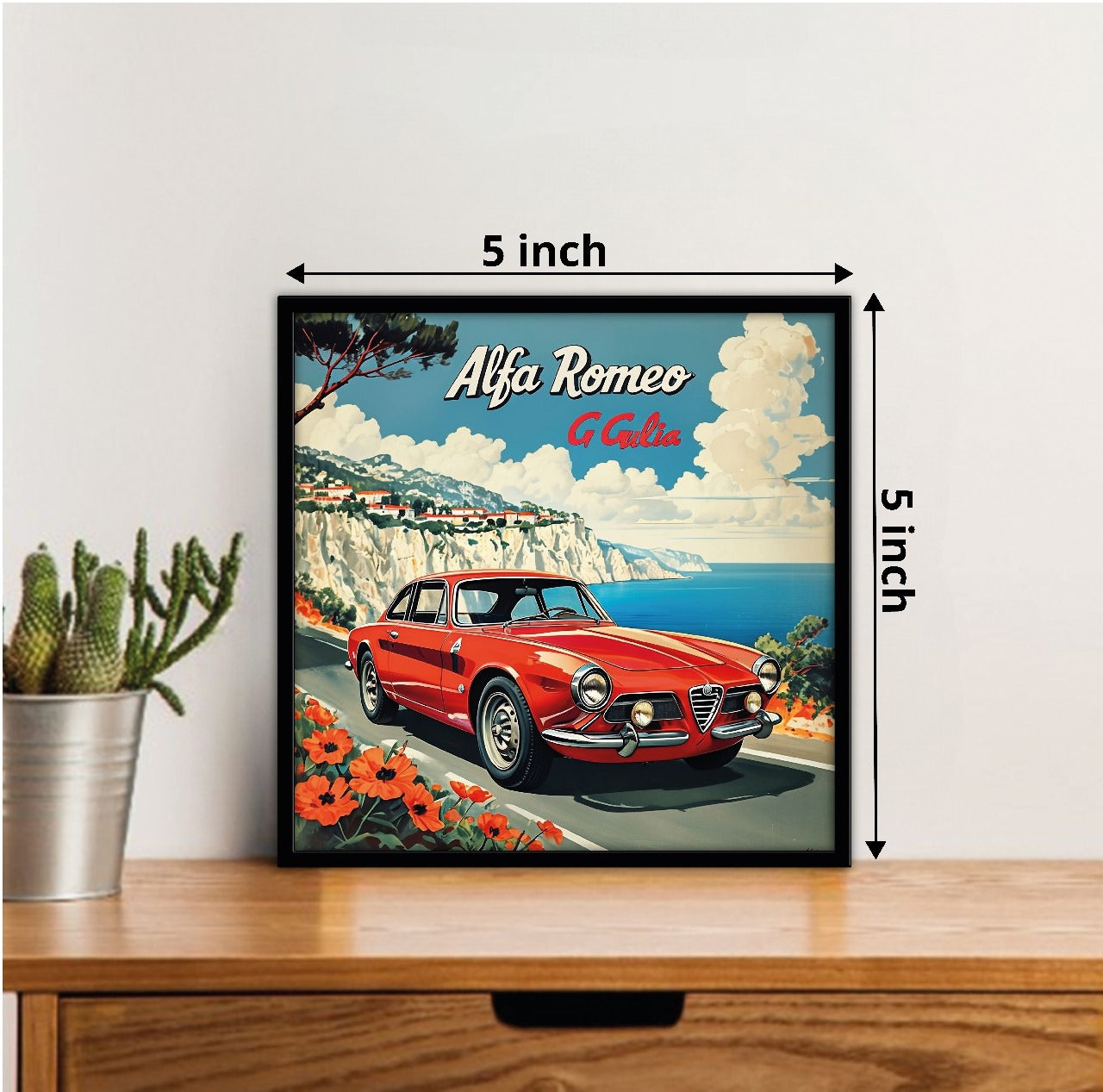 Alfa Romeo G Giulia Car Posters With Frame - 5*5 Inches