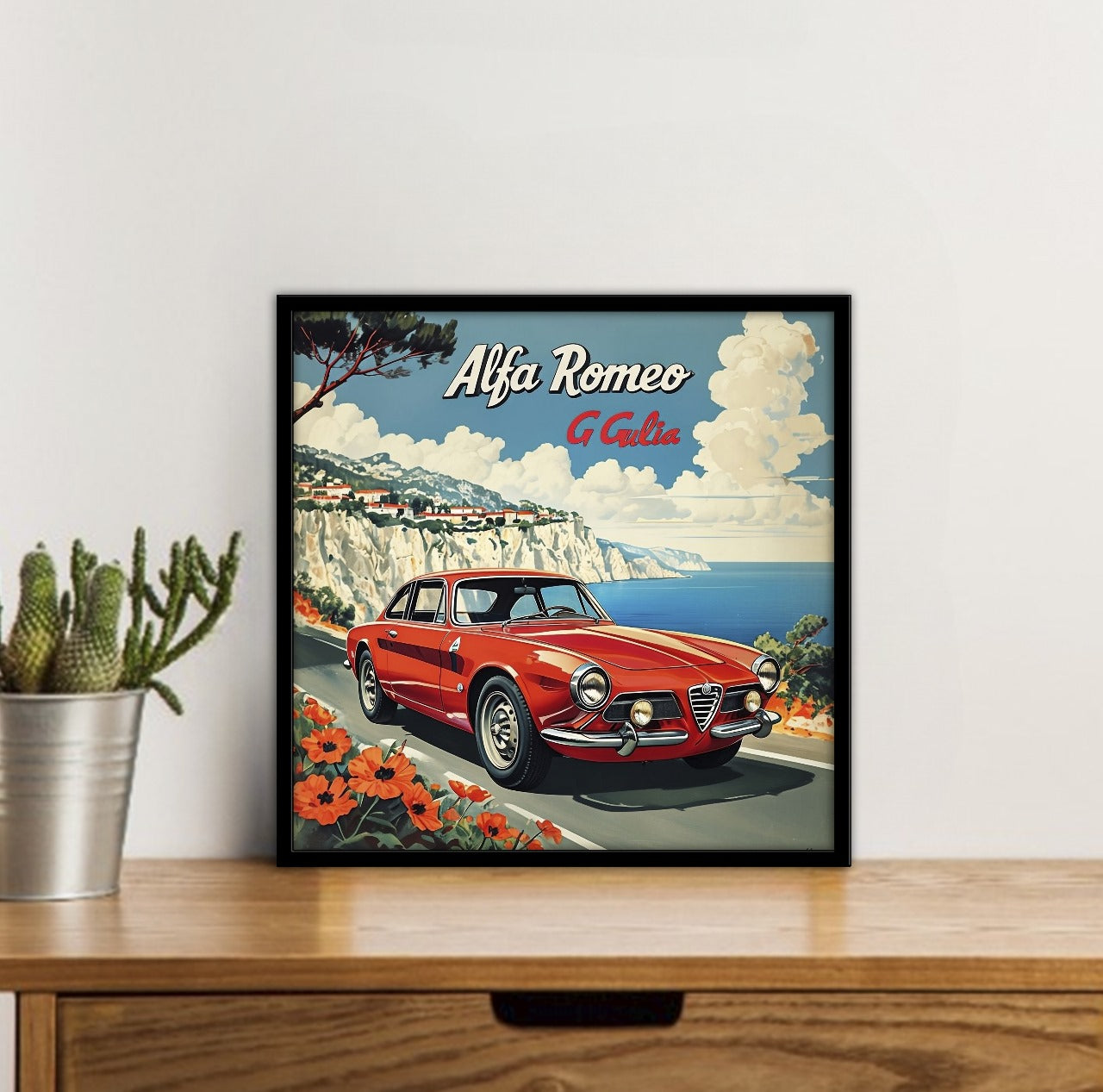 Alfa Romeo G Giulia Car Posters With Frame - 5*5 Inches - (No Cash On Delivery Allowed On This Product) - Prepaid Orders Only