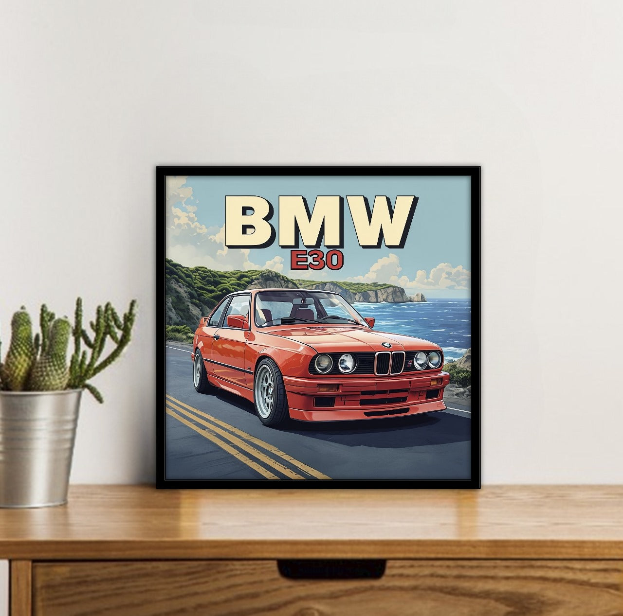 Bmw E30 Car Posters With Frame - 5*5 Inches