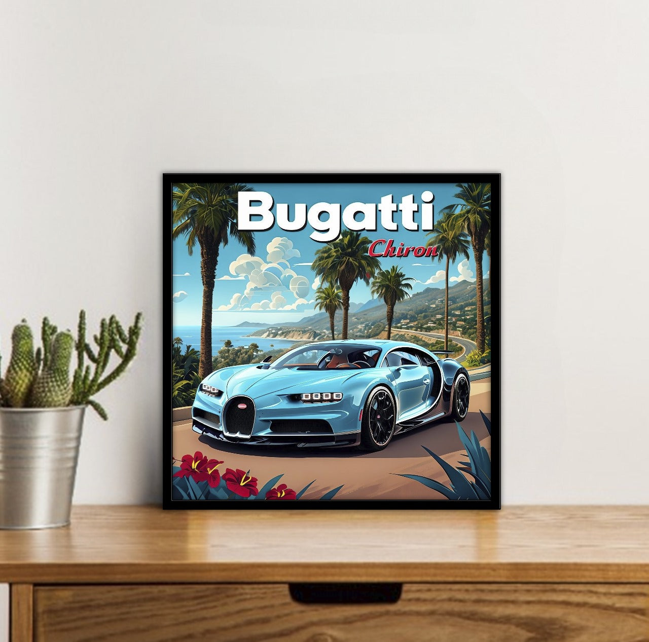 Bugatti Chiron Car Posters With Frame - 5*5 Inches - (No Cash On Delivery Allowed On This Product) - Prepaid Orders Only