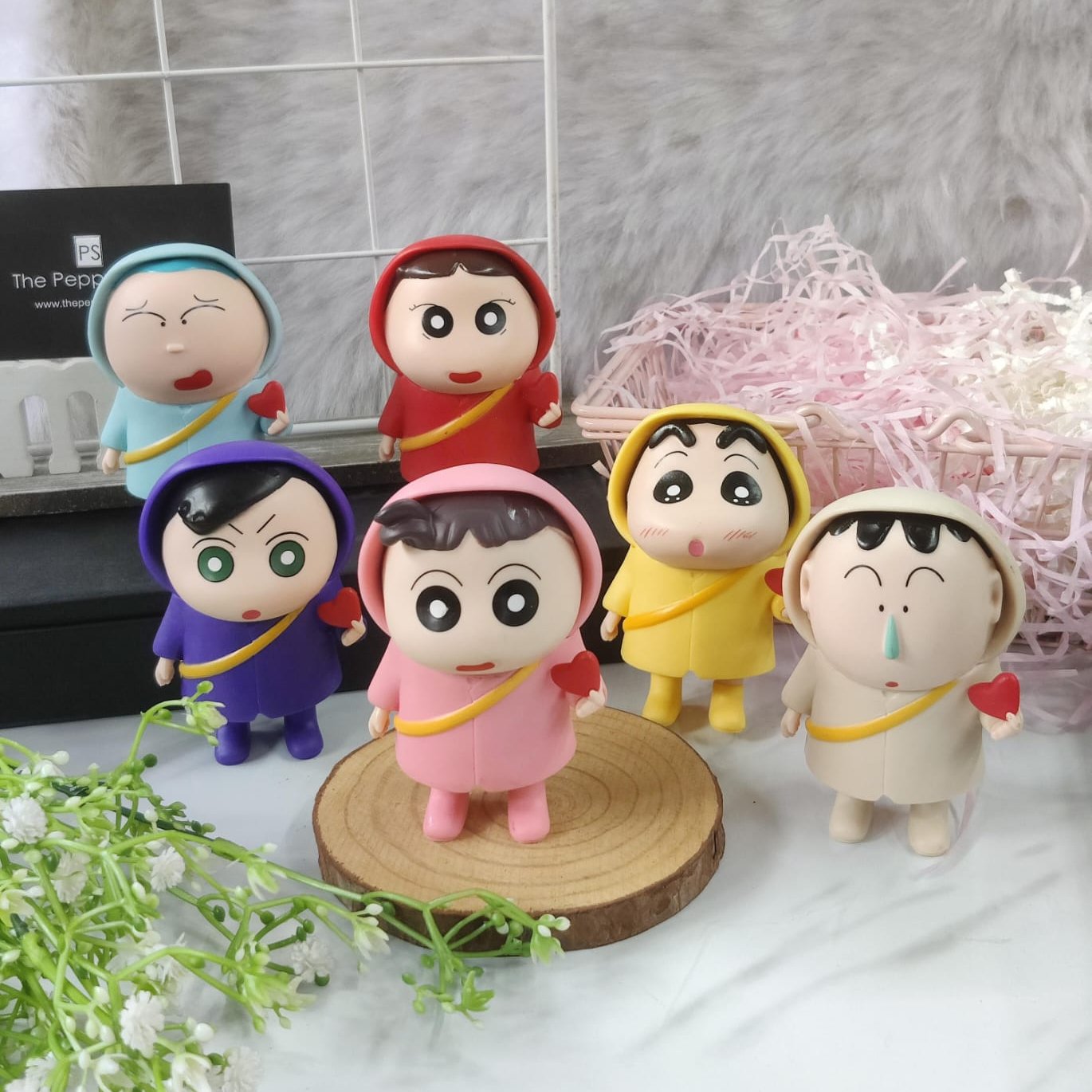 Shinchan and Friends Wearing Raincoat Figures Set of 6