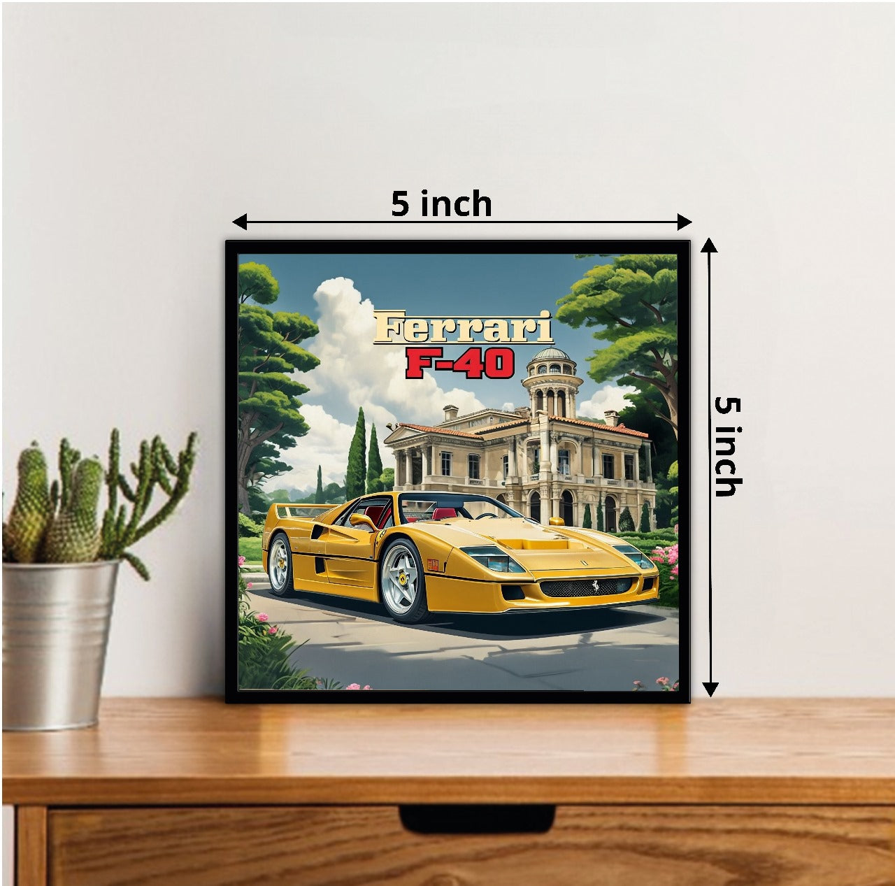 Ferrari F-40 Car Posters With Frame - 5*5 Inches - (No Cash On Delivery Allowed On This Product) - Prepaid Orders Only