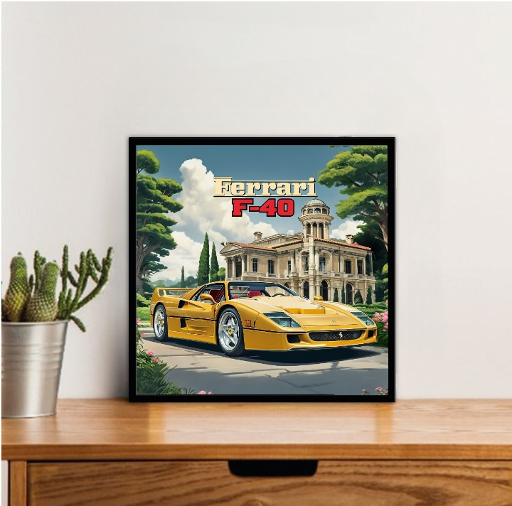 Ferrari F-40 Car Posters With Frame - 5*5 Inches