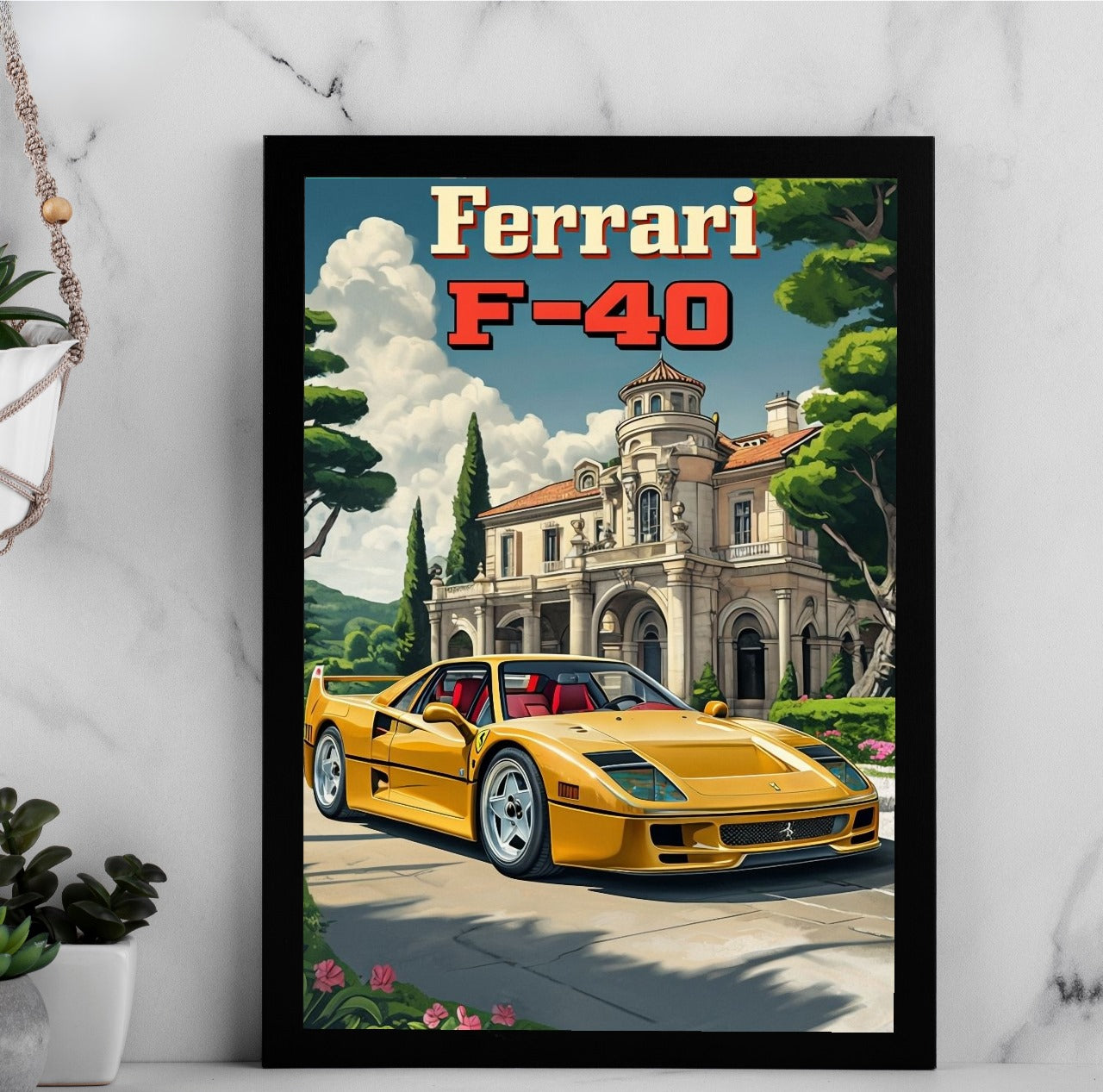 Ferrari F40 Poster Framed Car - Size A4 ( NO COD) Made on Order basis