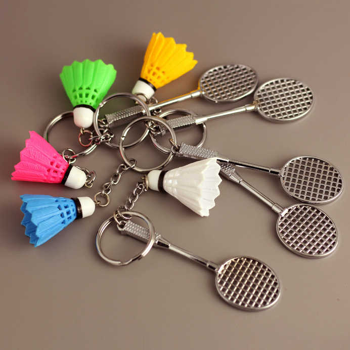 2 -In-1 Badminton Metal Keychain (Select From Drop Down)