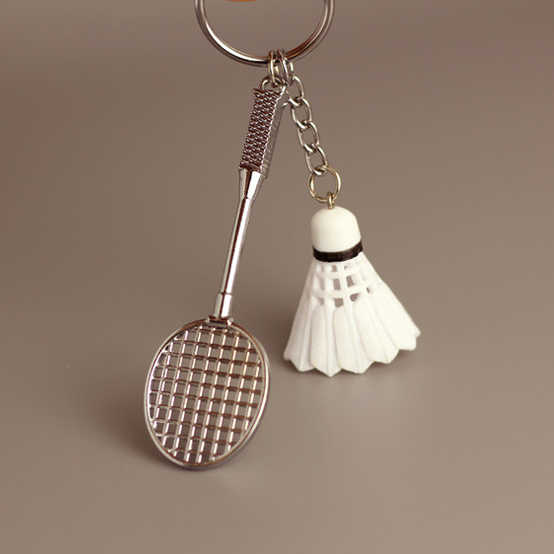 2 -In-1 Badminton Metal Keychain (Select From Drop Down)