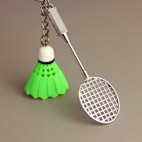 2 -In-1 Badminton Metal Keychain (Select From Drop Down)